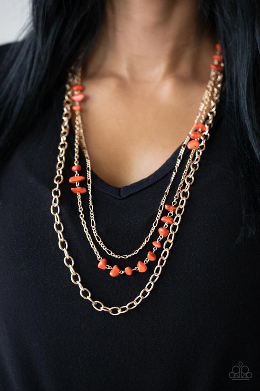 Paparazzi Artisanal Abundance - Orange Necklace P2SE-OGXX-266XX