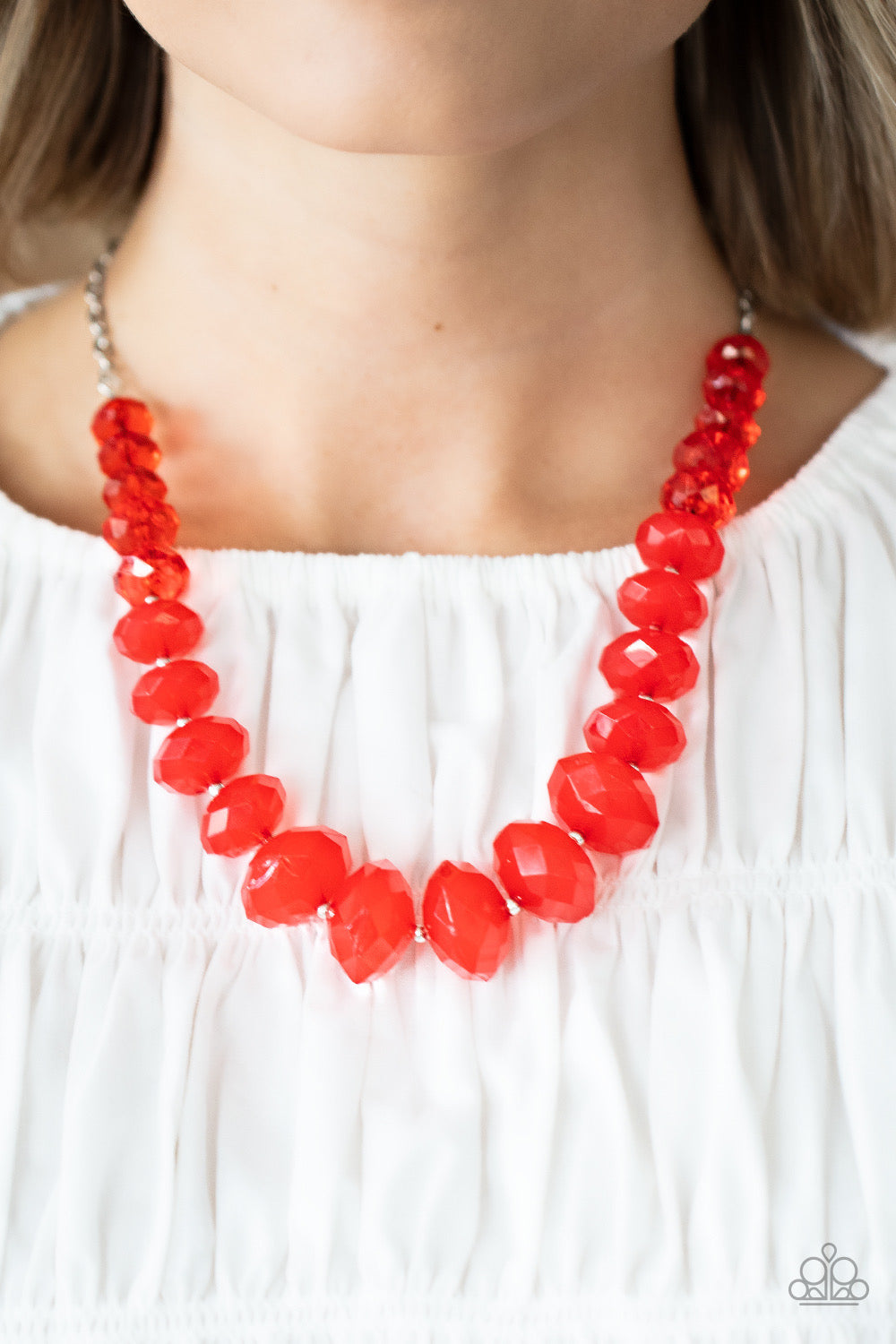 Paparazzi Happy-GLOW-Lucky - Red  Necklace SetP2ST-RDXX-116GY