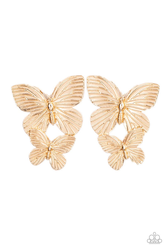 Paparazzi Blushing Butterflies - Gold Post Earring P5PO-GDXX-189XX