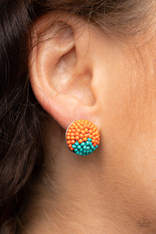 Paparazzi As Happy As Can BEAD - Orange Post Earring P5PO-OGXX-014XX