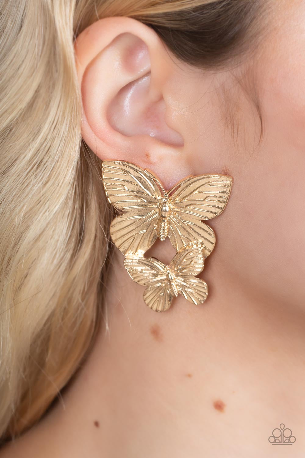 Paparazzi Blushing Butterflies - Gold Post Earring P5PO-GDXX-189XX