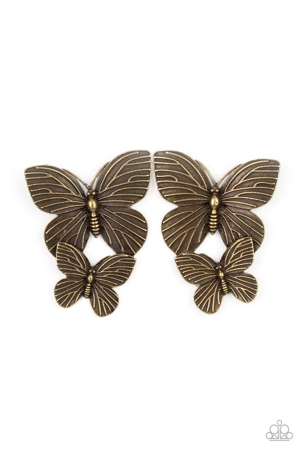 Paparazzi Blushing Butterflies - Brass Earring P5PO-BRXX-060XX