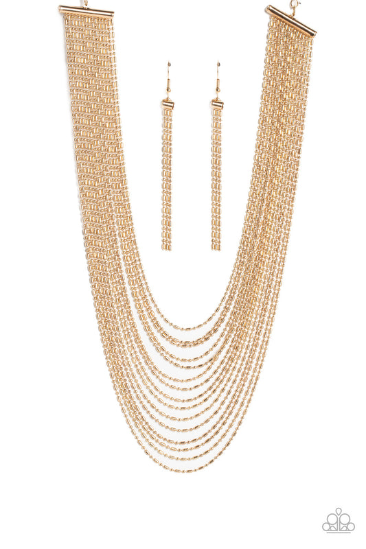 Paparazzi Cascading Chains - Gold  Necklace P2ST-GDXX-140XX