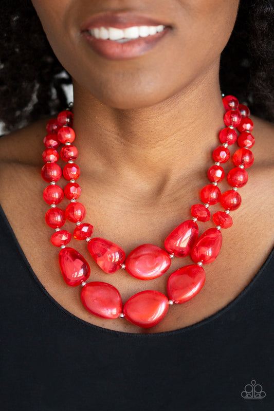 Paparazzi Beach Glam-Red Necklace