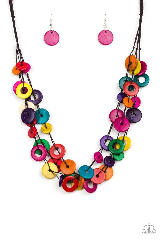 Wonderfully Walla Walla -Multicolor Wood Necklace