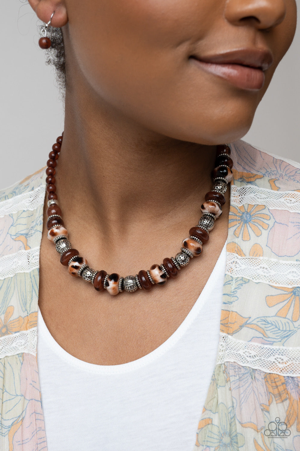 Paparazzi Warped Whimsicality - Brown  Necklace P2ST-BNXX-081LN