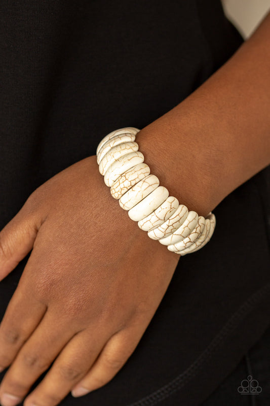 Paparazzi Peacefully Primal-White Bracelet