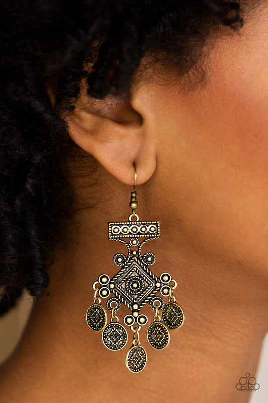 Paparazzi Unexplored Lands-Brass Earring