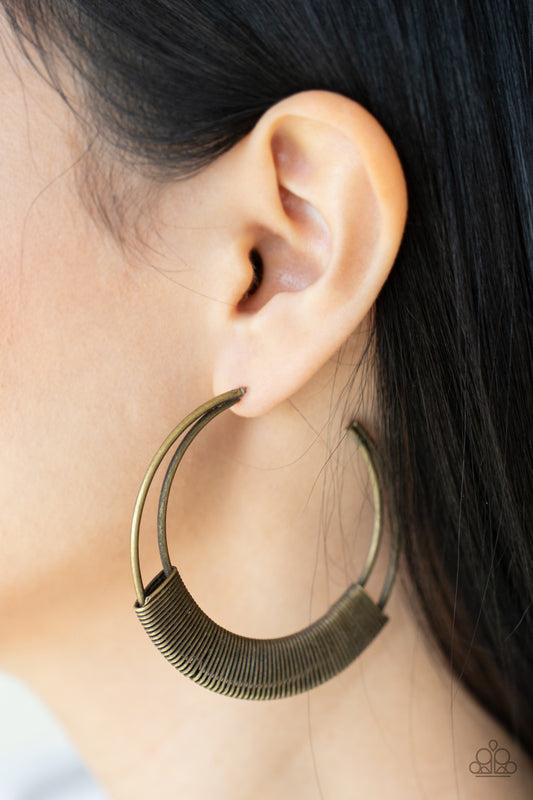 Paparazzi Artisan Attitude - Brass Post Earring P5HO-BRXX-110XX