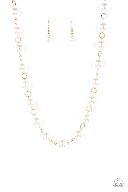 Paparazzi Ensconced in Elegance - Gold  Pearl Necklace P2RE-GDXX-379XX