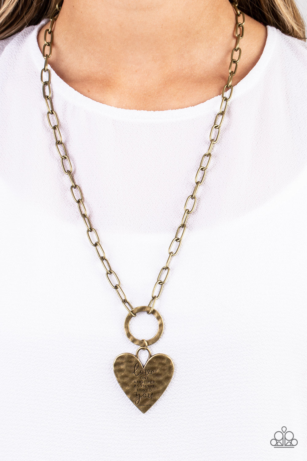 Paparazzi Brotherly Love - Brass Necklace P2WD-BRXX-141XX