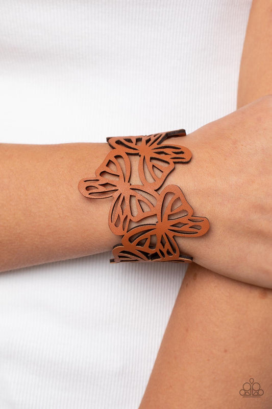 Paparazzi Butterfly Breeze - Brown  Bracelet P9UR-BNXX-621XX