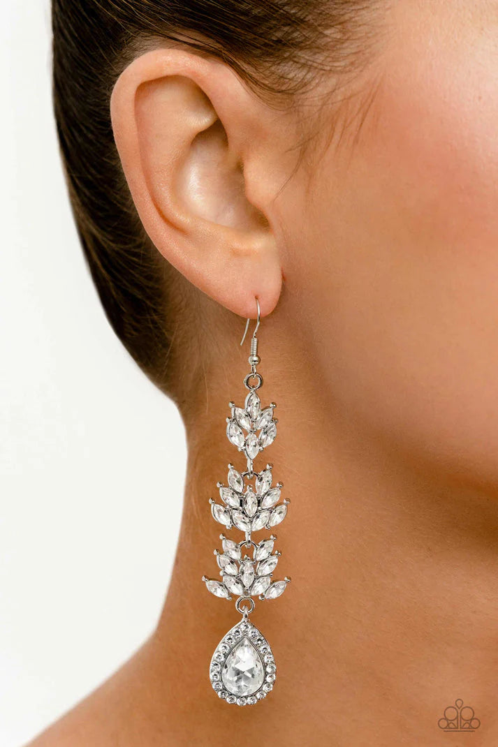 Paparazzi~ Water Lily Whimsy - White Earring