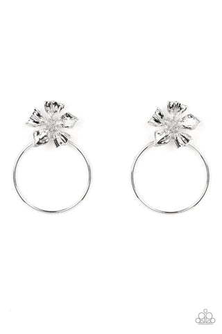 Paparazzi Buttercup Bliss -Silver Post Earrings Life of the Party August 2022