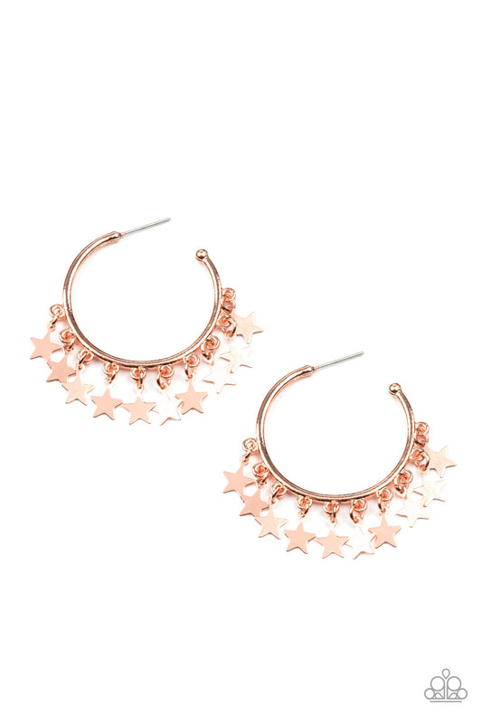 Paparazzi Happy Independence Day - Copper hoop earring  P5HO-CPSH-143XX