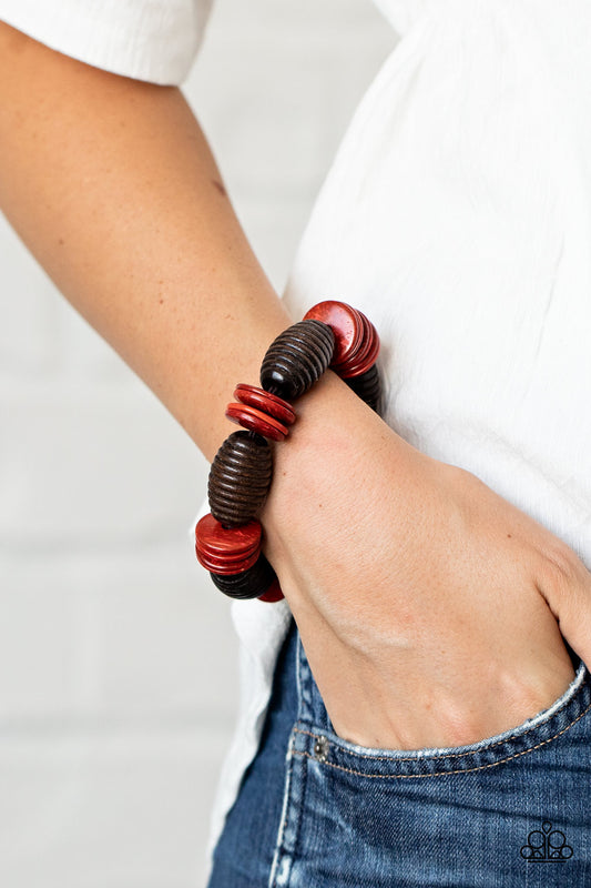 Paparazzi Caribbean Castaway- Red Bracelet