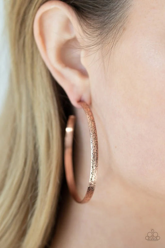 Paparazzi Rustic Radius - Copper Hoop Earring