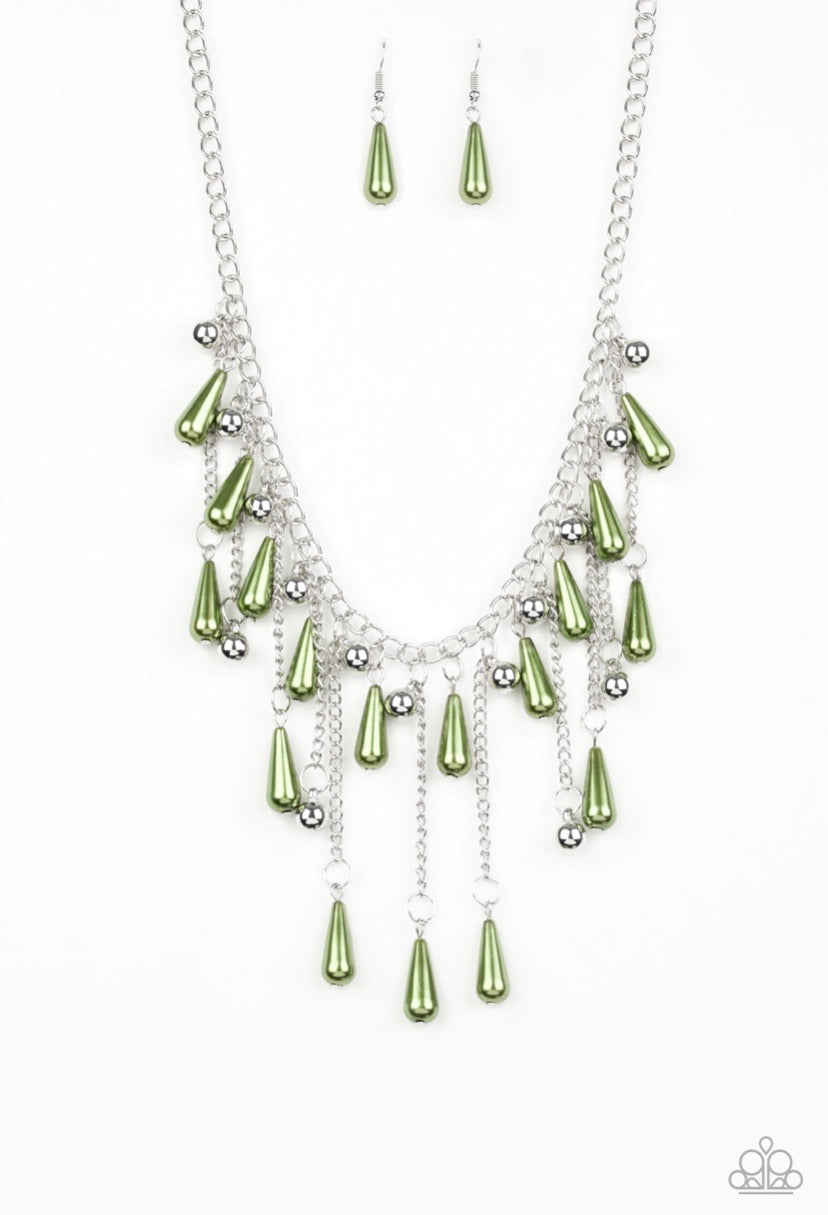 Paparazzi Fleur de Fringe- Green Necklace