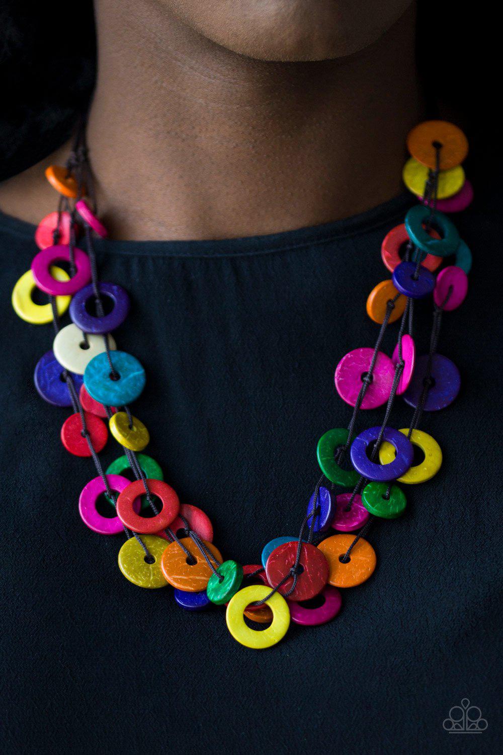 Wonderfully Walla Walla -Multicolor Wood Necklace