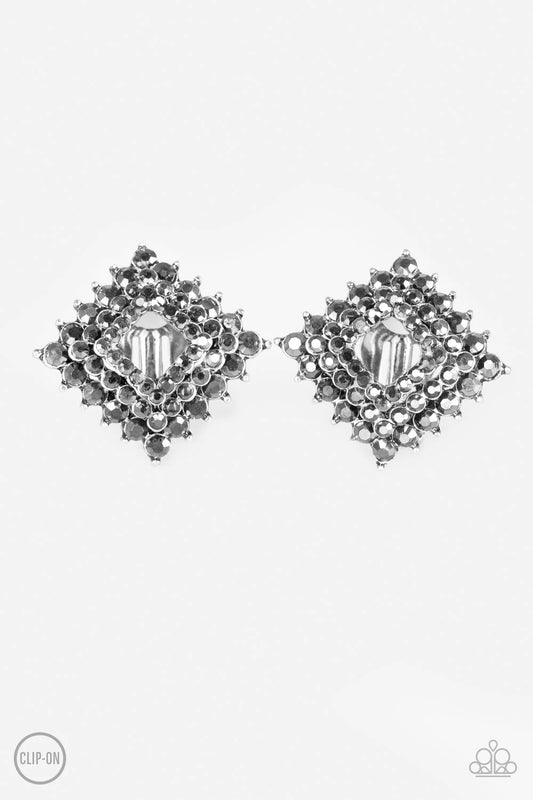 Paparazzi Vintage Vault-KENSINGTON KEEPSAKE" SILVER CLIP ON EARRINGS