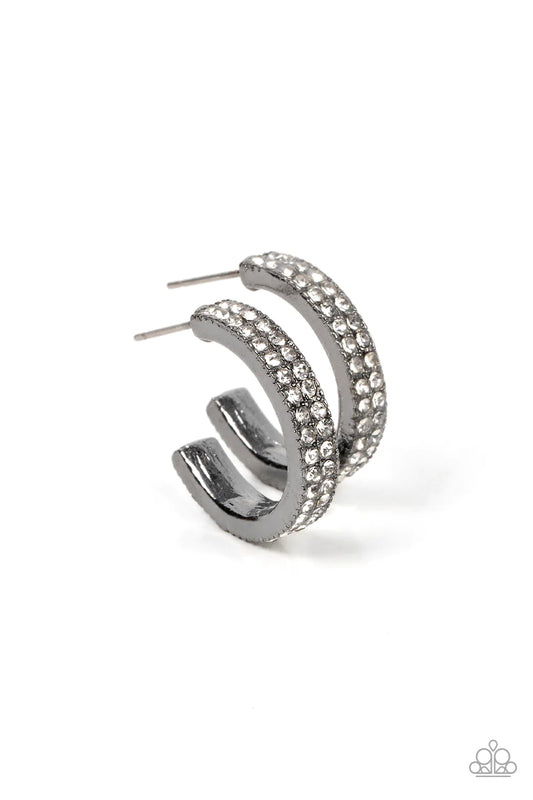 Paparazzi Small Town Twinkle - Gunmetal Post Hoop Earring-Paparazzi