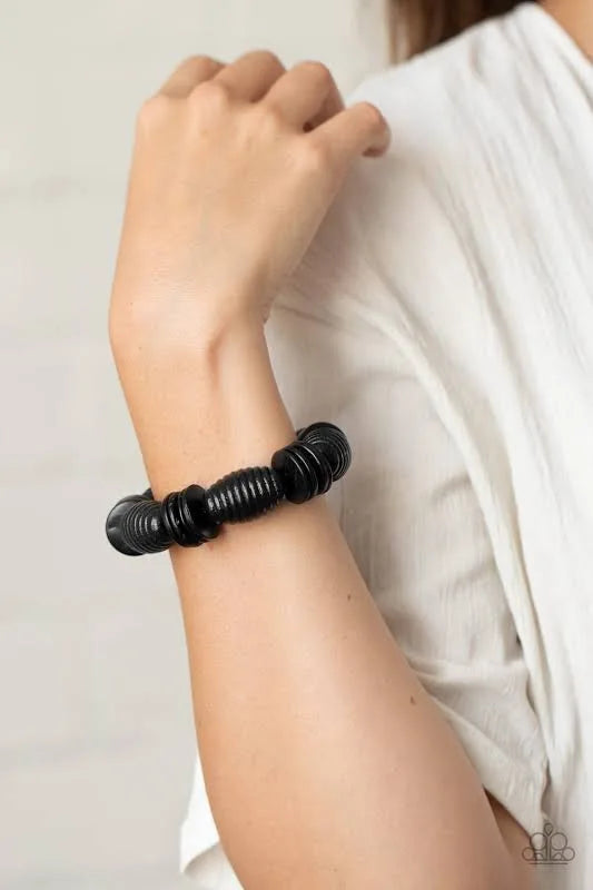 Paparazzi Caribbean Castaway -Black Wood Bracelet