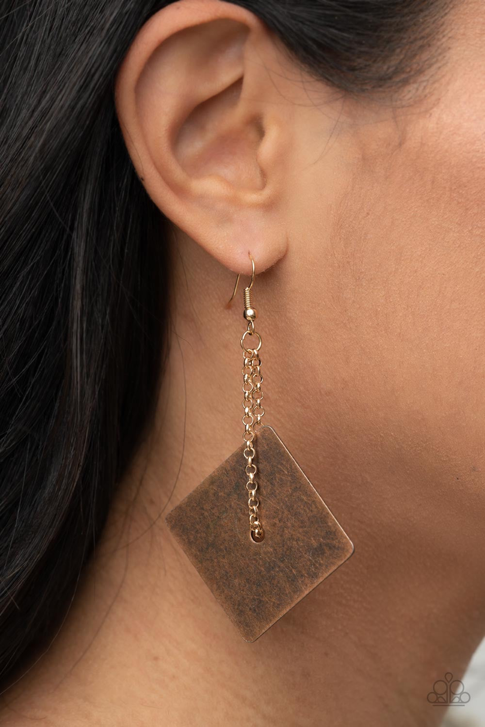 Paparazzi Block Party Posh - Copper  Earrings P5ED-CPXX-034XX