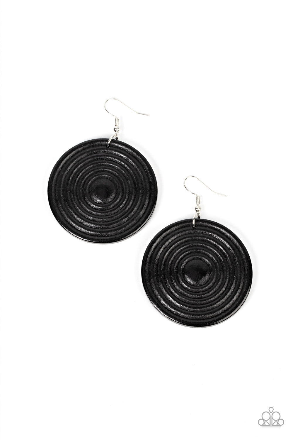 Paparazzi Caribbean Cymbal - Black Wood Earring P5SE-BKXX-273XX