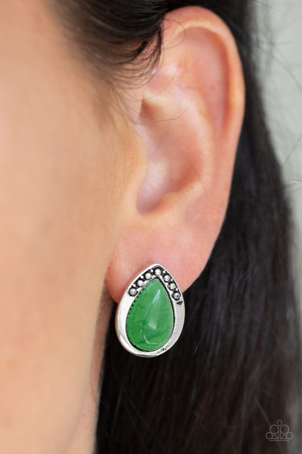 Stone Spectacular -Green Post Earring