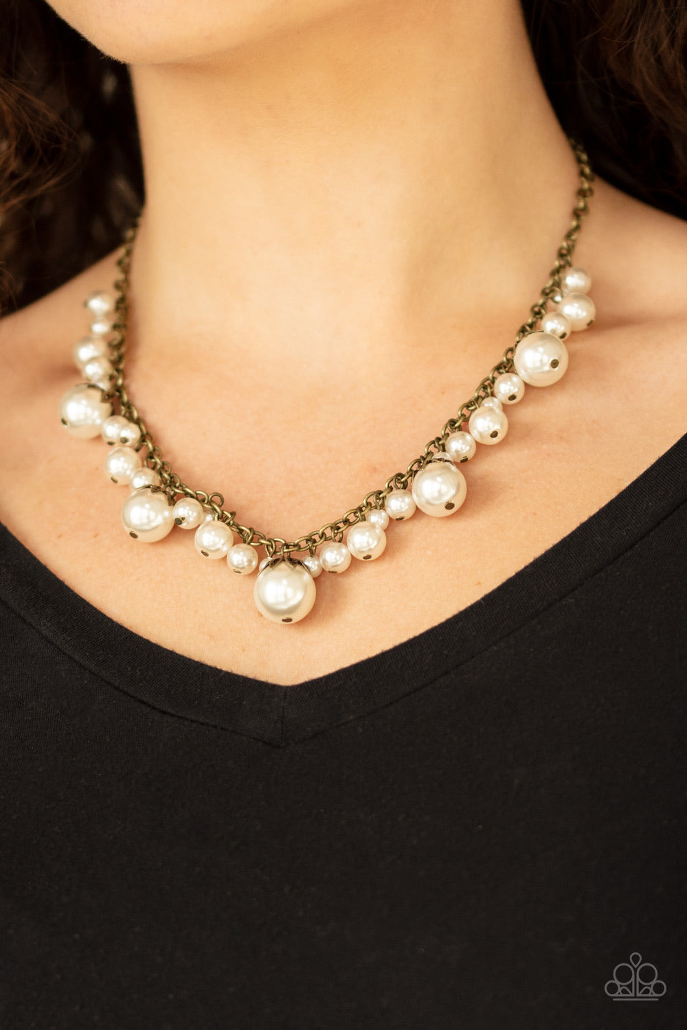 Uptown Pearls-Brass Necklace