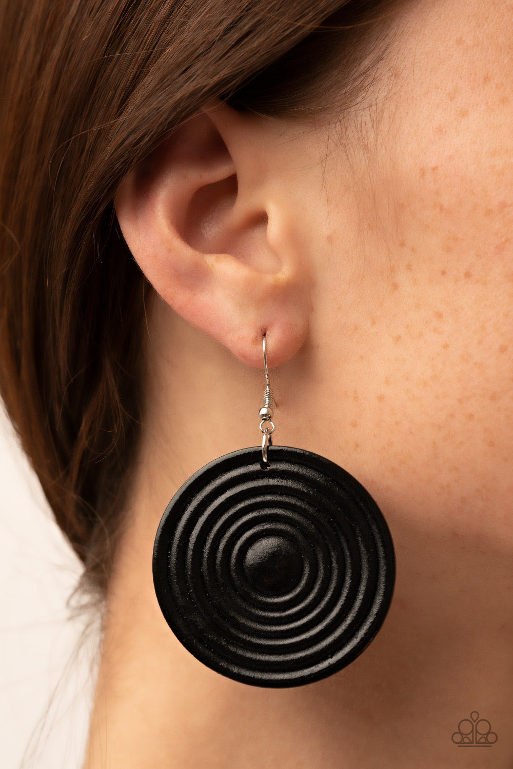 Paparazzi Caribbean Cymbal - Black Wood Earring P5SE-BKXX-273XX