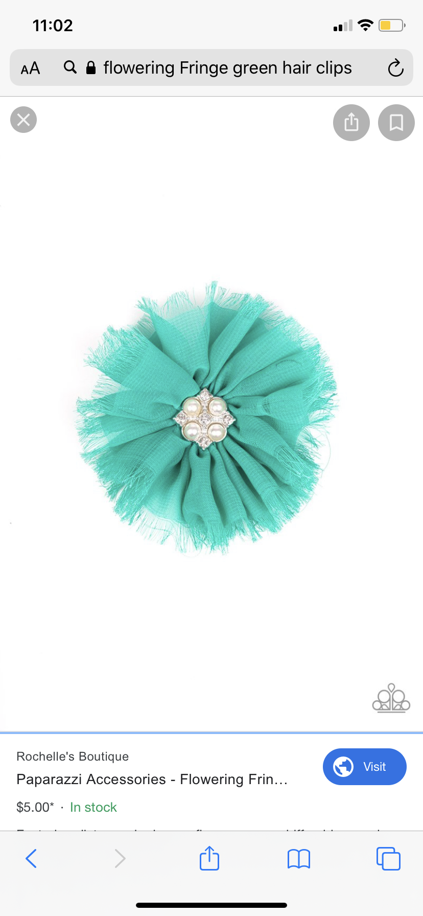 Paparazzi Accessories - Flowering Fringe - Green Hair Clip