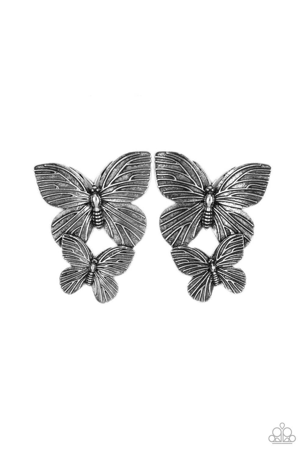 Paparazzi Blushing Butterflies - Silver Post Earring  P5PO-SVXX-223XX