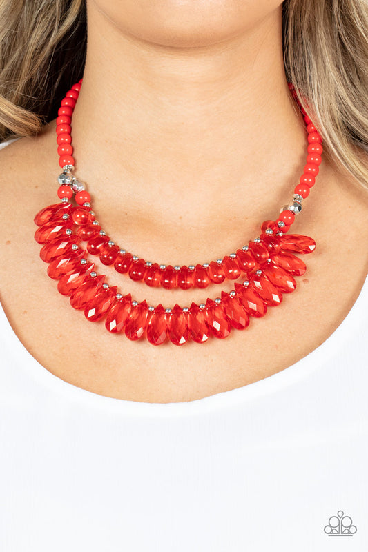 Paparazzi All Across the GLOBETROTTER - Red Necklace P2ST-RDXX-089XX